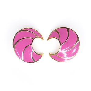 Vintage 1980s Pink and Gold Statement Earrings